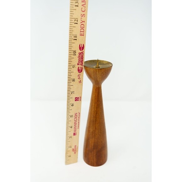 VTG MCM teak mid-century modern candlestick candle holder 9" - Picture 5 of 5